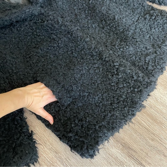 Celebrity Pink Black Teddy Coat Pea Coat Single Breasted Button Winter Large - Picture 9 of 15